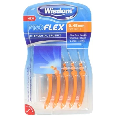 Image of Wisdom Proflex Interdental Brushes, 0.45 mm, Orange, Pack of 4, 20 Count