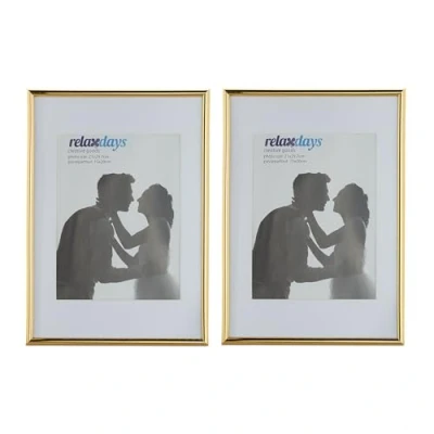 Image of Relaxdays Photo Frame Set of 2, 20 x 30 cm, Passepartout 15 Standing or Hanging, Gold