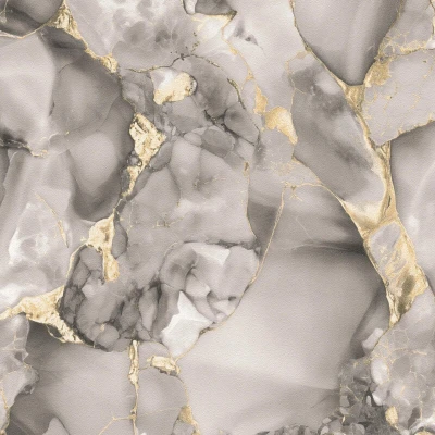 Image of Exclusive luxury wallpaper wall Profhome 790791 hot embossed non woven slightly textured in marble look and metallic highlights grey