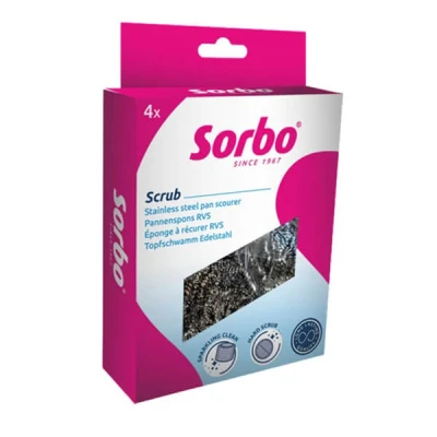 Image of Sorbo Pack of 4 Stainless Steel Pan Scourers