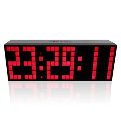 Image of Redlution Digital Large Big Jumbo LED snooze wall desk Alarm clock with Thermometer Calendar timer indoor