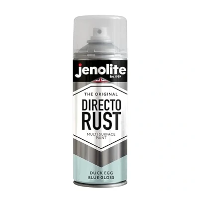 Image of JENOLITE Directorust Gloss Spray Paint Duck Egg Blue 400ml Direct to Rust for Metal Multi Surface Wood, Metal, Plastic, Ceramic BS 16C33
