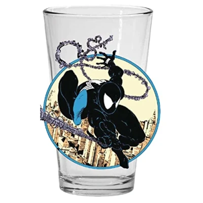 Image of Toon Tumbler Spider Man Marvel Comics Classic Black Suit Web Slinging Tumblers Pint Glass