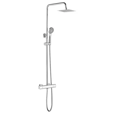 Image of Ibergrif Shower System, Square Mixer Tap Set, Chrome