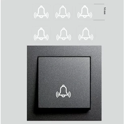 Image of Pack of 6 Switch Sticker Bells Stickers in White as Bell Symbol (RP19/1) (14 mm)