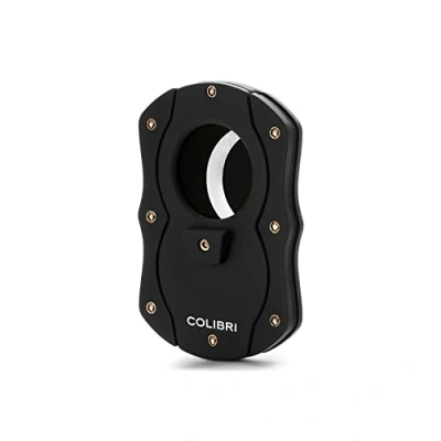 Image of Colibri Cut Double Guillotine Cigar Cutter Black Spring Loaded Release Up to 62 Ring Gauge Cigars Ergonomic Design Includes Gift Box