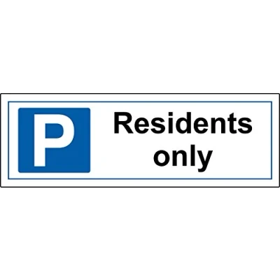 Image of Residents only parking sign 3mm Aluminium 300mm x 100mm