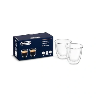 Image of DELONGHI DLSC310 Double Wall Espresso Glasses Pack of 2