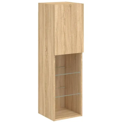 Image of vidaXL TV Cabinet with LED Lights Sonoma Oak 30.5x30x102 cm
