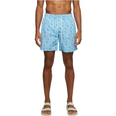 Image of Urban Classics Pattern Swimming shorts, Men&#039;s, Size: Large, Light blue