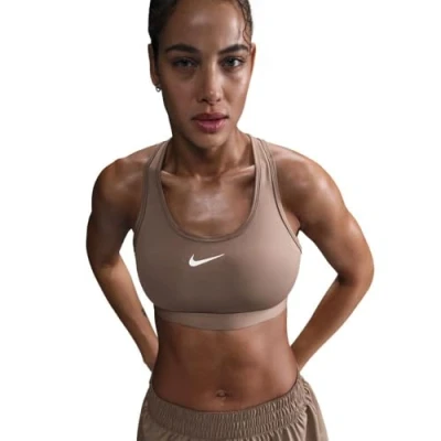 Image of Nike Performance BRA Medium support sports bra, Women&#039;s, Size: XL, Mink brown/white