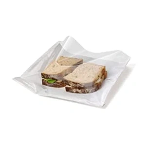 Image of 8.5&quot; x White Film Front Paper Bags Cellophane/Clear/Sandwich/Food/Card/Cake (100)