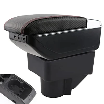 Image of YJYWZH Armrest Compatible with Ford Fiesta 2008 2018 Car Consoles Arm Rest Storage Box Cup Holder Interior