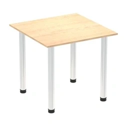 Image of Impulse 800mm Square Table Maple Top Chrome Post Leg