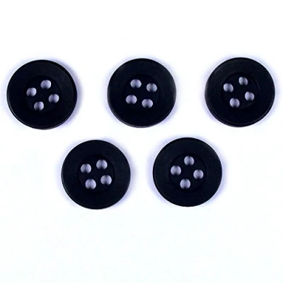 Image of Colour 4 Hole Round Shirt Buttons 11mm Wide Pack of 5 (Black)