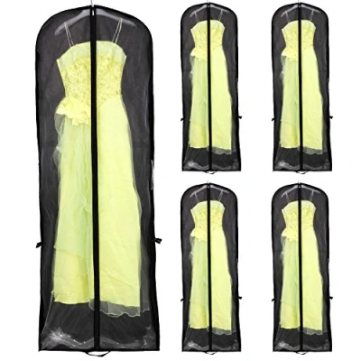 Image of HIMRY [5 pc Package Breathable Wedding Gown Dress Garment Clothes Cover Bag 70&quot; Long Zip, for dresses, evening suits and longer clothes, two pockets, KXB101 black 5x