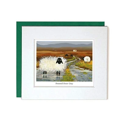 Image of &quot;Baaad Hair Day&quot; Mounted Greeting Card by Thomas Joseph Whimsical Sheep Range