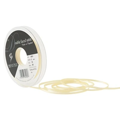 Image of Berisfords Double FACE Poly Satin Ribbon, Pale Lemon, 10.5x10.5x1.3 cm
