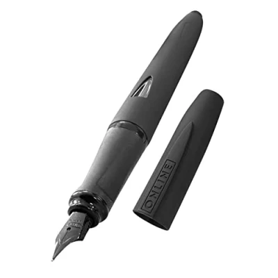 Image of ONLINE fountain pen Switch Expert Black, ink cartridge &amp; touch pen, solid iridium nib size medium, stylus tip for tablets smartphones, multifunction incl. blue
