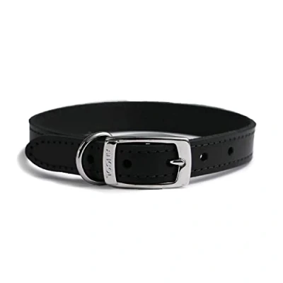 Image of Ancol Heritage Durable Leather Black Dog Collar Puppy Pet Training Accessory 28 36cm, Size 3