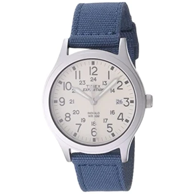 Image of Timex Unisex TW4B13800 Expedition Scout 36 Blue/Natural Nylon Strap Watch