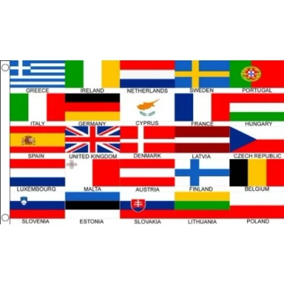Image of 5ft x 3ft (150 90 cm) 25 Euro European Nations Countries 100% Polyester Material Flag Banner Ideal For Club School Business Party Decoration Eurovision