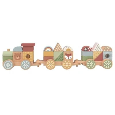Image of Andreu Toys 921 TKB383 Craft Trikes EA Wooden Stacking Train (EXP), Multi Colour, 38 x 7.5 9.5 cm