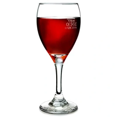 Image of Teardrop Tear Wine Glasses 8.5oz Lined and CE Stamped at 175ml Set of 4 LCE Glassware