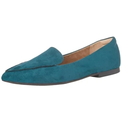 Image of Amazon Essentials Women&#039;s Loafer Flat, Dark Turquoise Microsuede, 9 UK Wide