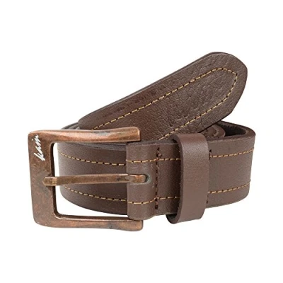 Image of KAM Jeanswear Men&#039;s Leather Stitch Belt Brown 40 42