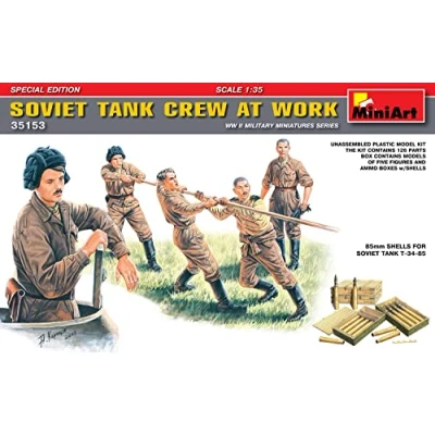 Image of Miniart 1:35 Scale Soviet Tank Crew at Work (Special Edition) Plastic Model Kit