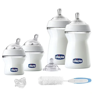Image of Chicco naturalfeeling Start Complete Set with Toilet Brush and Bottles, Nipples Pacifier, 0 M +