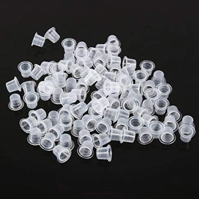 Image of 100 Pack Disposable White Tattoo Pigments Cups Caps Permanent Makeup ink Equipment Accessory For Machine