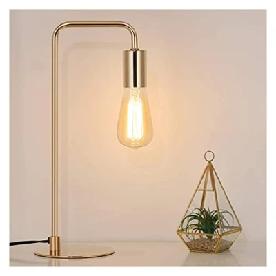 Image of Industrial Table Lamps, Edison Lamp, E26 Desk Small Metal Lamp for Reading, Nightstand, Dressers Modern Bedside Lamps Bedroom, Living Room, Office, Dorm, Guest Room,Gold