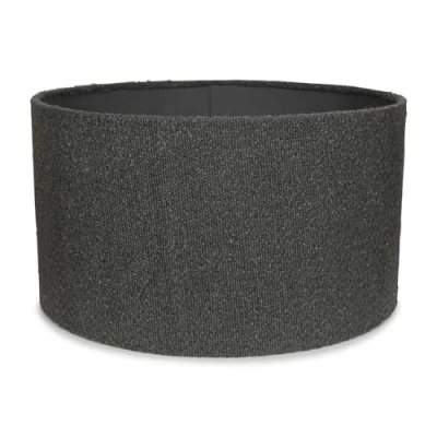 Image of Modern Charcoal Grey Boucle Cylinder Ceiling Pendant Lampshade/Table Lamp Drum Light Shade Large