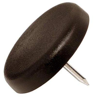 Image of Adsamm® / 32 x Glides in plastic with nail Ø 1,18&#039;&#039; (Ø 30 mm) brown round Premium quality furniture sliders by