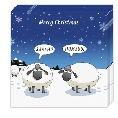 Image of Twizler Funny Christmas Cards Pack of 10 Bah Humbug Design Merry Xmas Multipack