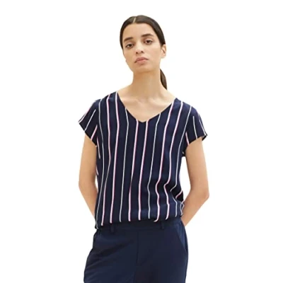 Image of TOM TAILOR Ladie&#039;s 1036860, 32700 Navy Blouse Stripe, 32