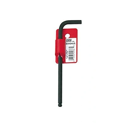 Image of Bondhus 15768 6mm Ball End Tip Hex Key L Wrench with ProGuard Finish, Tagged and Barcoded, Long Arm