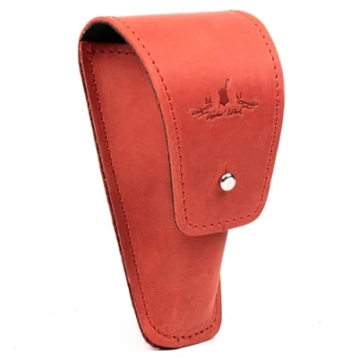 Image of Trombone/Euphonium Mouthpiece Holder. Genuine Leather Single Pouch protection bag case. Trombone &amp; Euphonium accessories (Red)