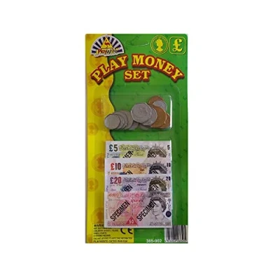 Image of Children Kids Play FAKE Pretend MONEY Role Shops Cash £ Pound Notes Coins Toy (SMALL WITH SILVER COINS)