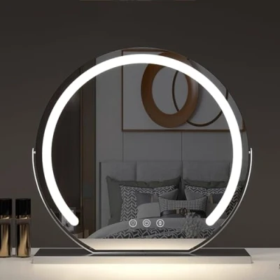 Image of UUDQCD dressing table Mirror, Vanity Shaving Mirrors Free Standing Mirror With Lights, Light Up for Lighting 3 Color Temperature (Silver,40X40cm)