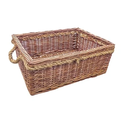 Image of Red Hamper Cheltenham Rope Handle Wicker Basket, Brown, 36 x 51 22 cm
