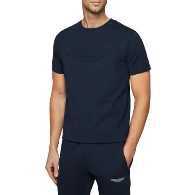 Image of Hackett London Men&#039;s Am Emboss Tee T Shirt, Blue (Navy), 3XL