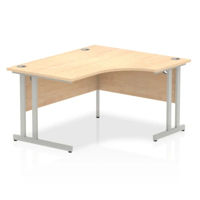 Image of Impulse 1400mm Right Crescent Desk Maple Top Silver Cantilever Leg
