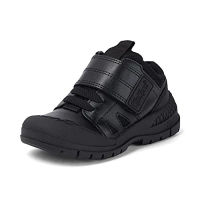Image of Kickers BoysTrukka Lo Durable Black Leather School Shoes
