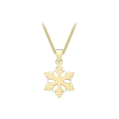 Image of Carissima Gold Women&#039;s 9ct Yellow Polished Snowflake Pendant on Adjustable Curb chain 41cm/16&#039; 46cm/18&#039;