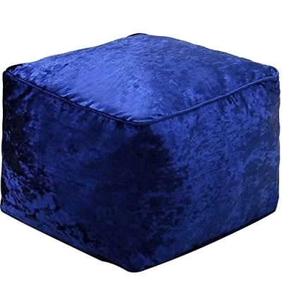Image of iStyle Mode Crush Velvet Square Shape Bean Bags Indoor Seating Footstools Foot Rest Stool Pouffe Ottoman 40 x 30cm (Blue)