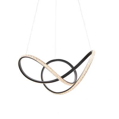 Image of Sassari Single Pendant Ceiling Lamp, Textured Black, Faceted Acrylic
