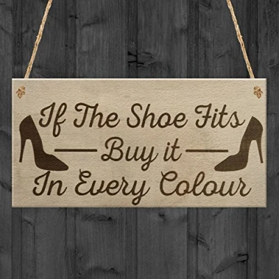Image of RED OCEAN Shoe Fits Buy It Funny Shopping Diva Den Friendship Hanging Plaque Gift Idea Sign